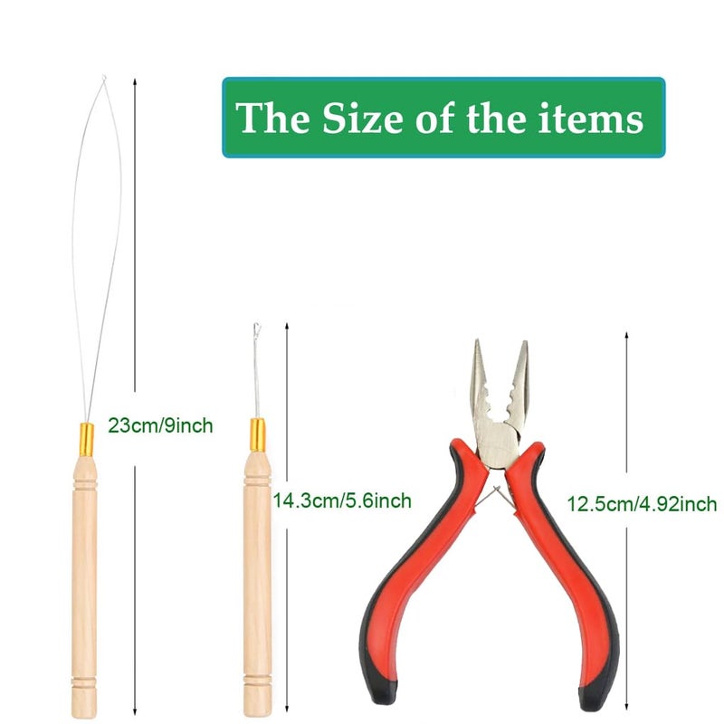 JFFX 3Pcs Micro Link Hair Feather Extensions Tool Sets, 3 Holes Mini Hair Pliers, Micro Pulling Needle, and Loop Threader for Microlink Rings Hair Extension Beads - Image 3